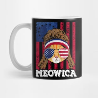 American Flag Meowica Cat 4th of July Mug